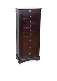 Olympia Wooden Jewelry Armoire in Dark Walnut Finish