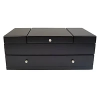 Mele and Co Everly Wooden Triple Lid Jewelry Box in Black