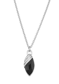 Enamel Silver Tone Pendant Necklace