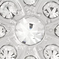 Silver Tone White Crystal Cross Pin - Boxed