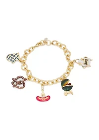 Gold Tone BBQ Charm Flex Bracelet