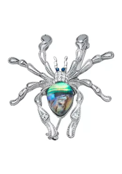 Silver Tone Spider Pin 