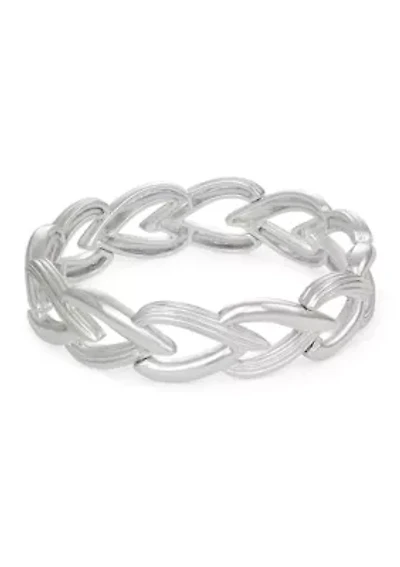 Silver Tone Smooth Stretch Bracelet