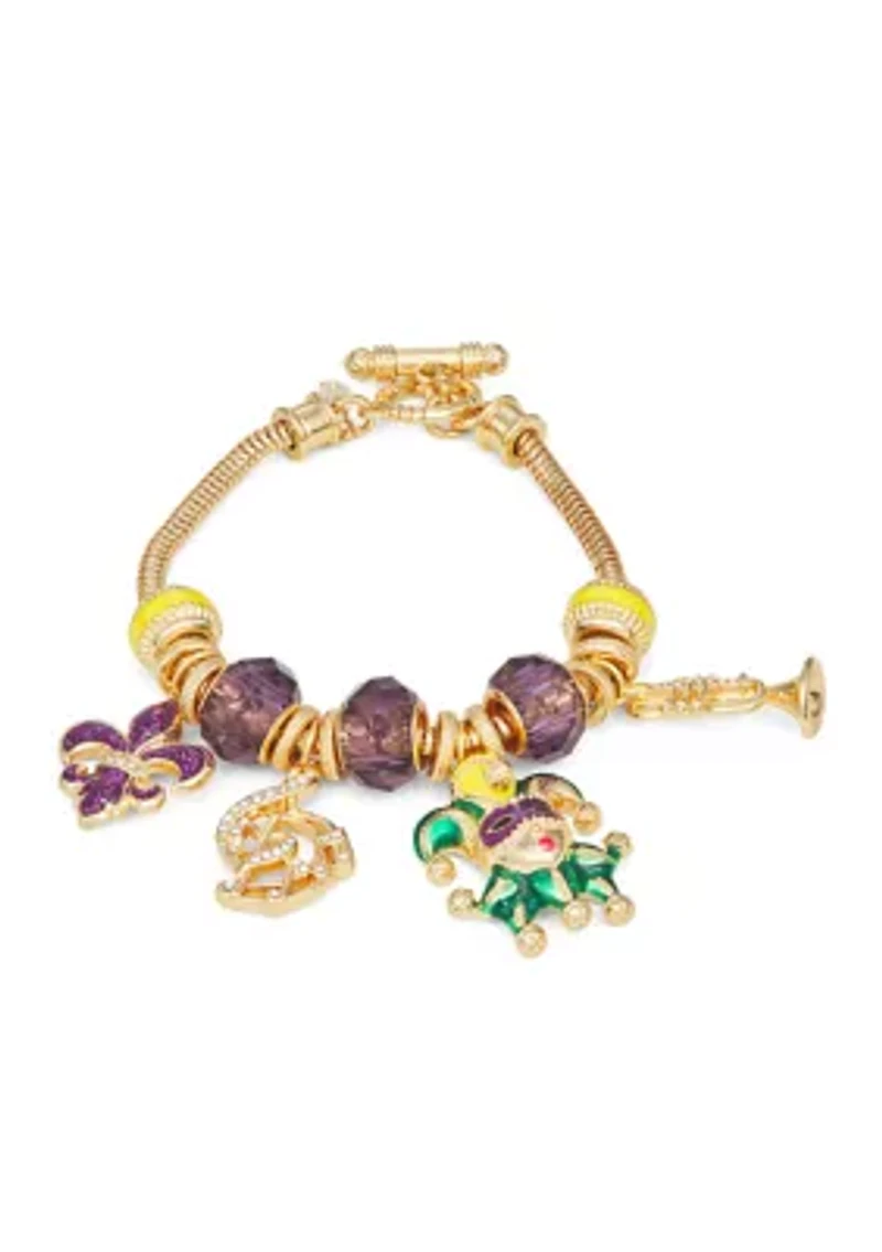 Gold Tone Mask Charm Bracelet