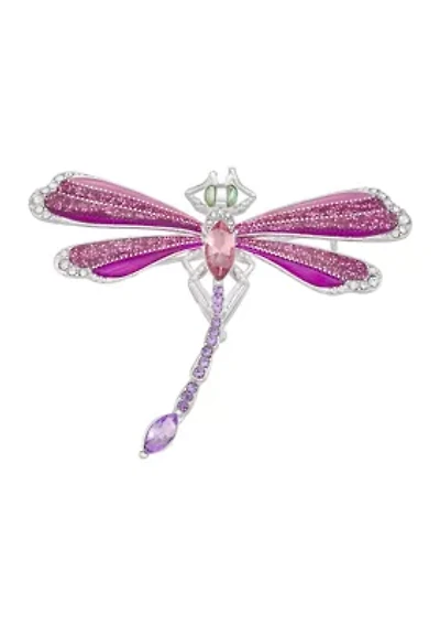 Silver Tone Multi Dragonfly Pin - Boxed