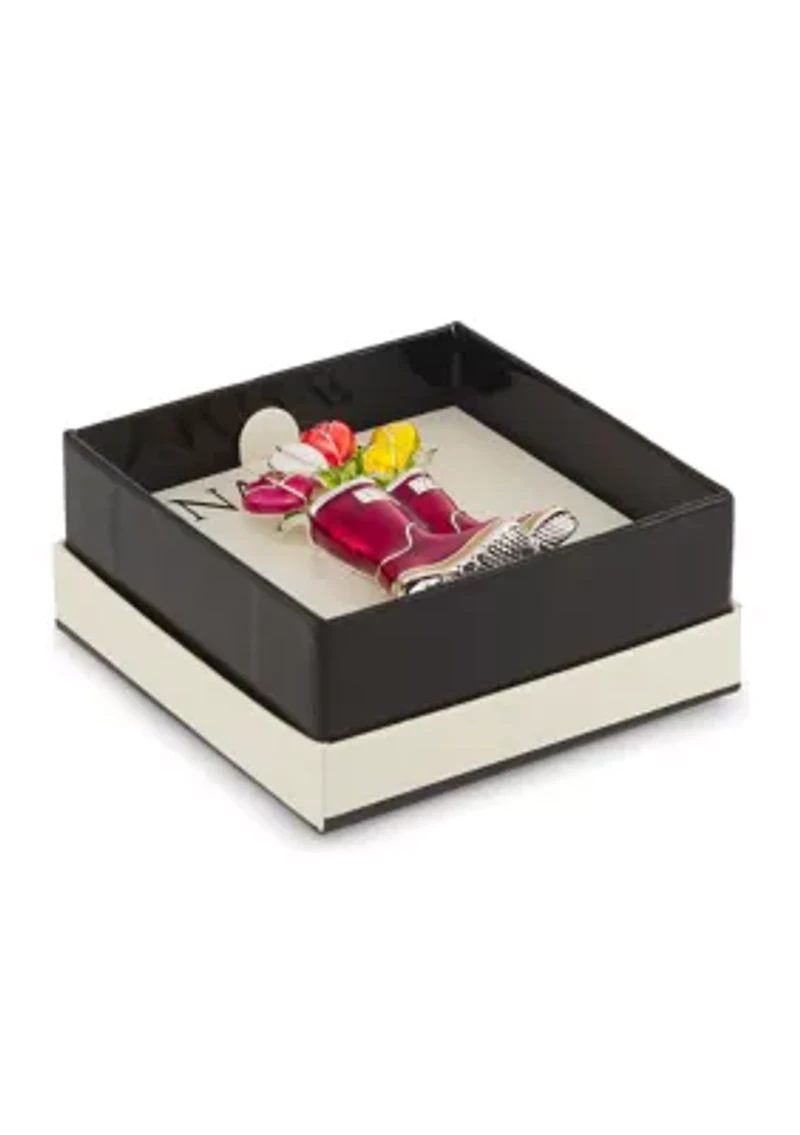 Silver Tone Multi Rainbows Flower Pin