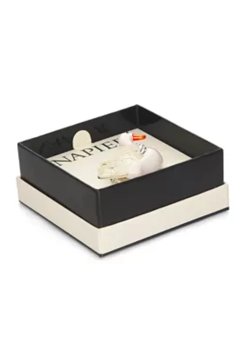 Silver Tone White Duck Pin