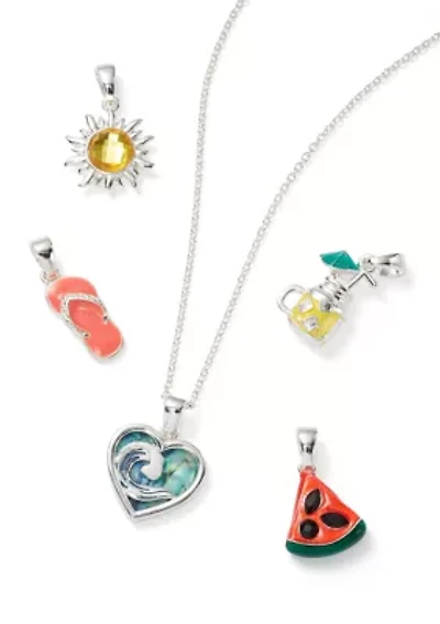 Silver Tone Multi Beach Interchangeable Necklace Set