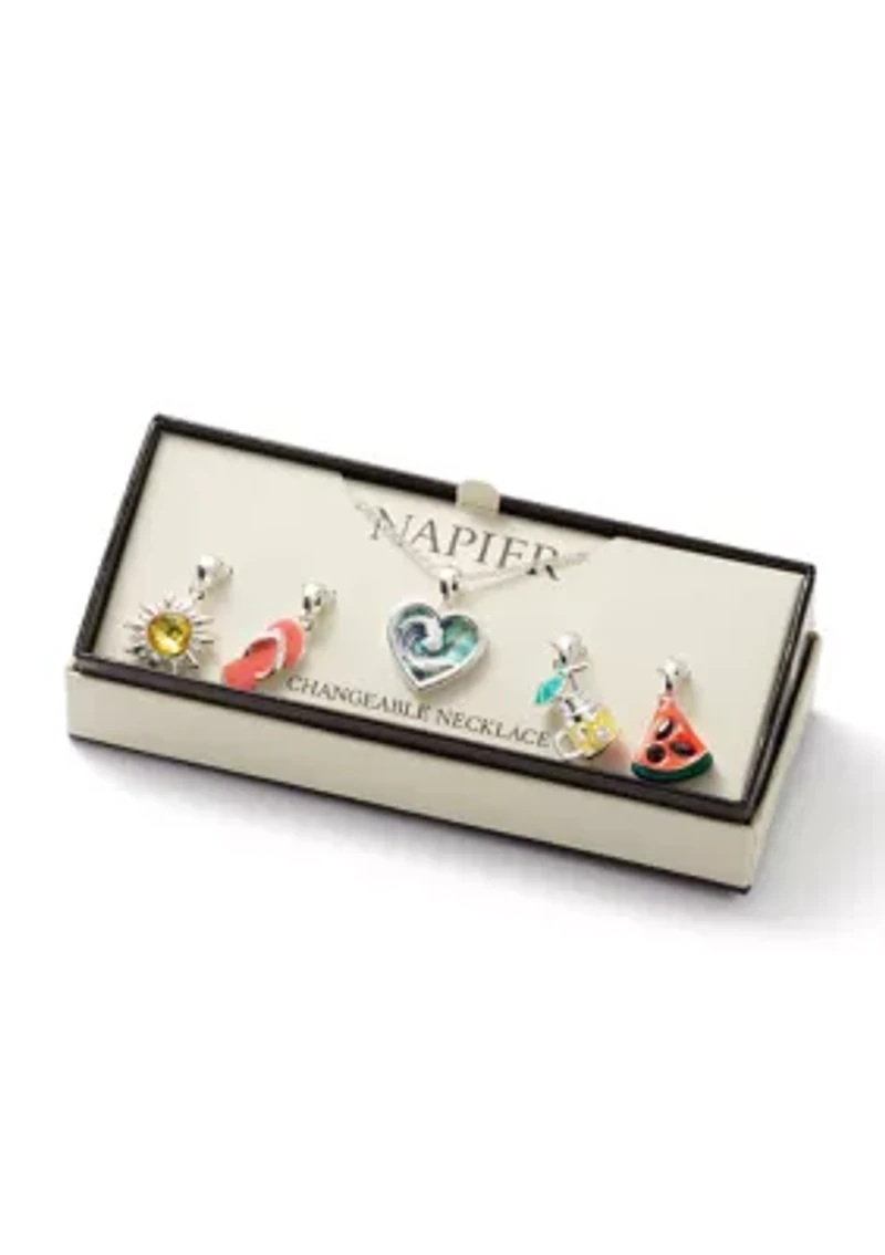 Silver Tone Multi Beach Interchangeable Necklace Set