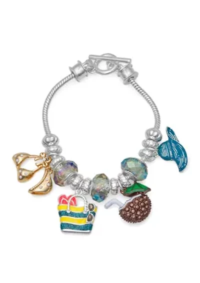 Silver Tone Multi Beach Slider Bracelet