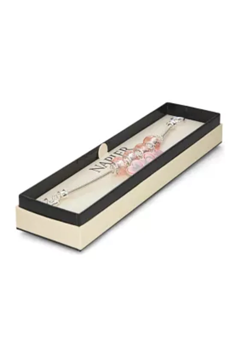 Silver Tone Pink Mom Flex Bracelet