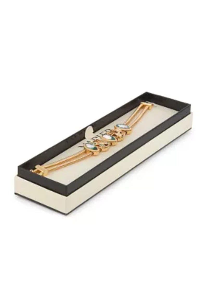 Gold Tone Multi Critter Slider Bracelet