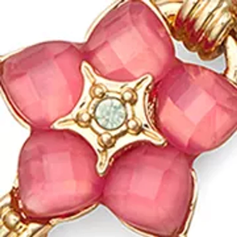 Silver Tone Pink Flower Flex Bracelet