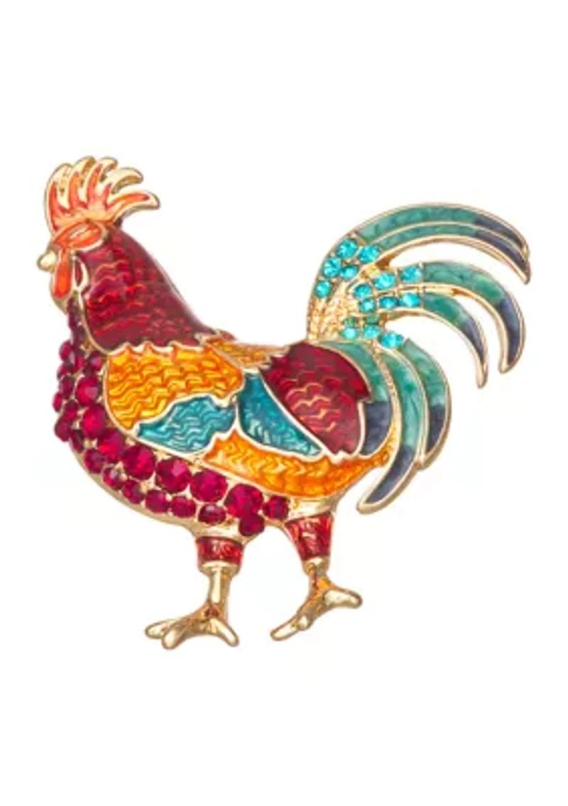 Gold Tone Multi Rooster Pin