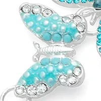 Silver Tone Blue Butterflies Flex Bracelet