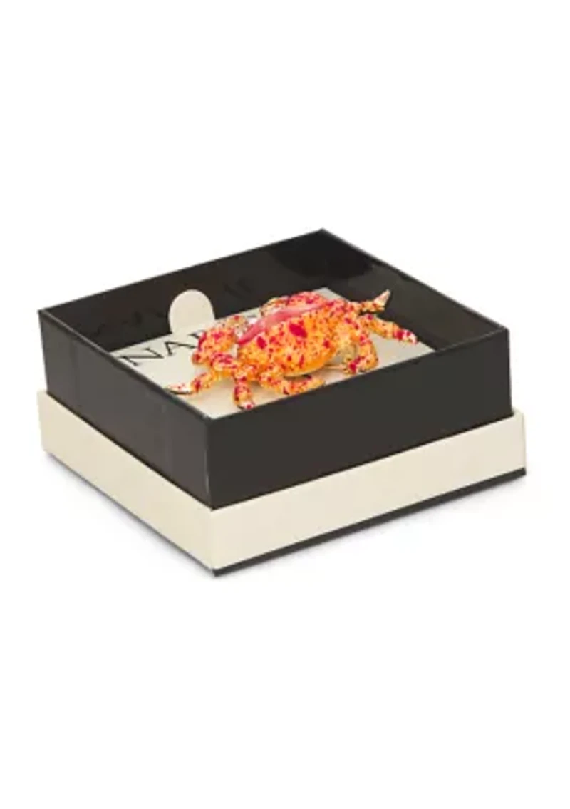 Gold Tone Pink Orange Crab Pin