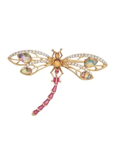 Gold Tone  Multi Dragonfly Pin