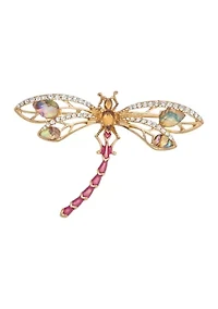 Gold Tone  Multi Dragonfly Pin