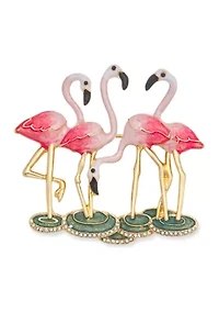 Gold Tone Pink Flamingo Pin