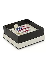 Silver Tone Red White Blue Heart Flag Pin