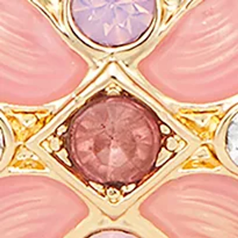 Gold Tone Pink Stone Bangle Bracelet