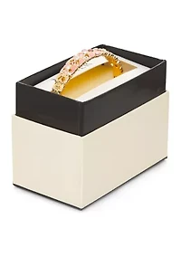 Gold Tone Pink Stone Bangle Bracelet