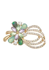 Gold Tone Multi Crystal Swag Pin