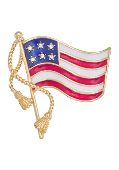 Gold Tone Red White Blue USA Flag Pin