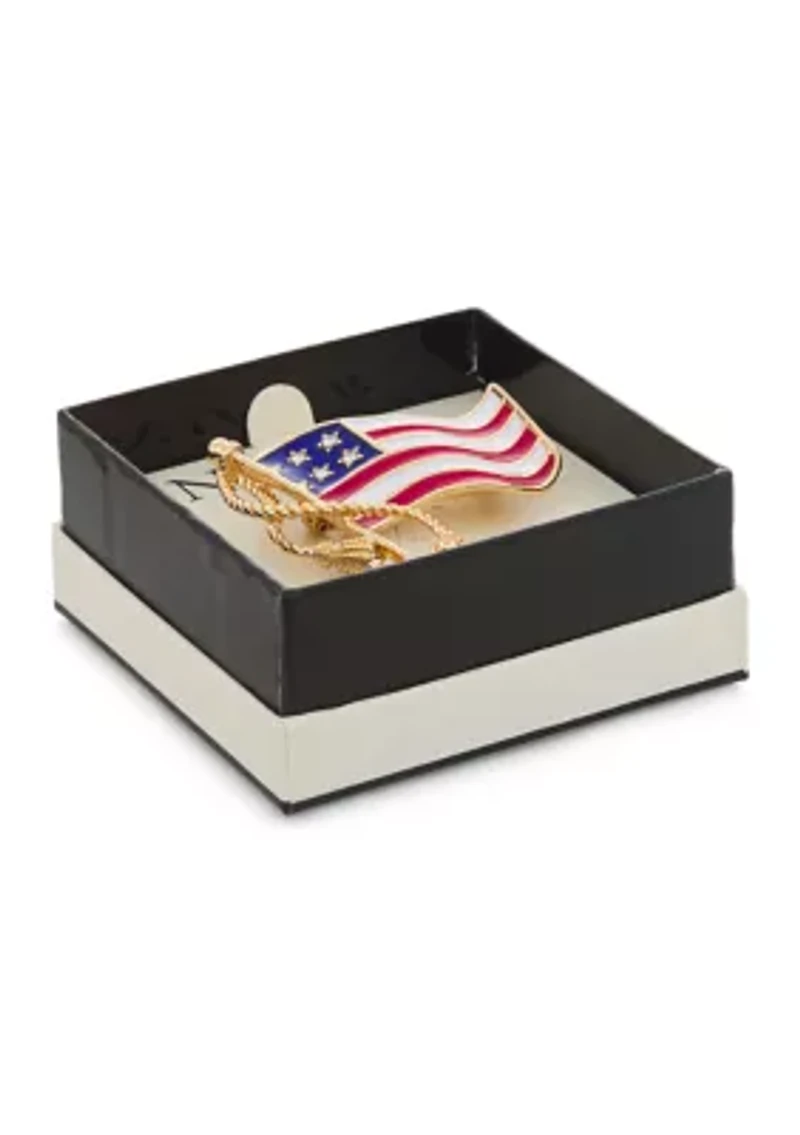 Gold Tone Red White Blue USA Flag Pin