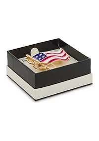 Gold Tone Red White Blue USA Flag Pin