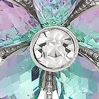 Silver Tone Purple Blue Flower Bangle Bracelet