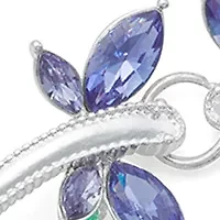 Silver Tone Green Purple Dragonfly Flex Bracelet