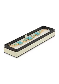 Gold Tone Green Blue Flower Flex Bracelet