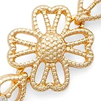 Gold Tone Crystal Flower Flex Bracelet