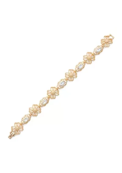 Gold Tone Crystal Flower Flex Bracelet