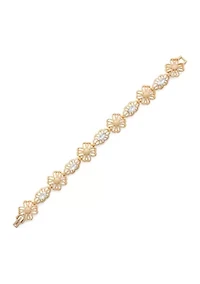 Gold Tone Crystal Flower Flex Bracelet