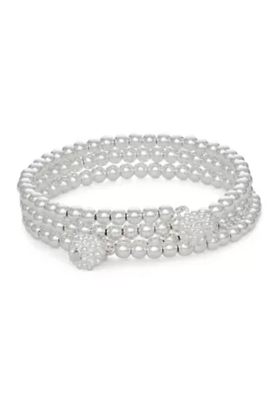 Silver Tone Caviar Coil Bracelet