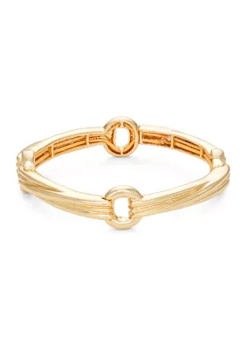Gold Tone Gold Rings Stretch Bracelet