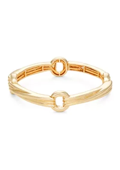 Gold Tone Gold Rings Stretch Bracelet