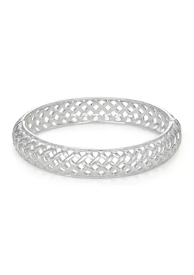 Silver Tone Mixed Stars Bangle Bracelet
