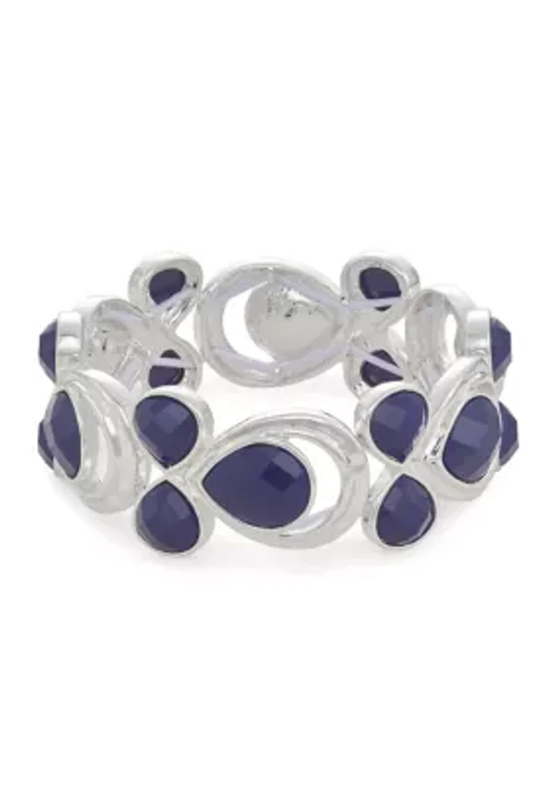 Silver Tone Royal Stretch Bracelet