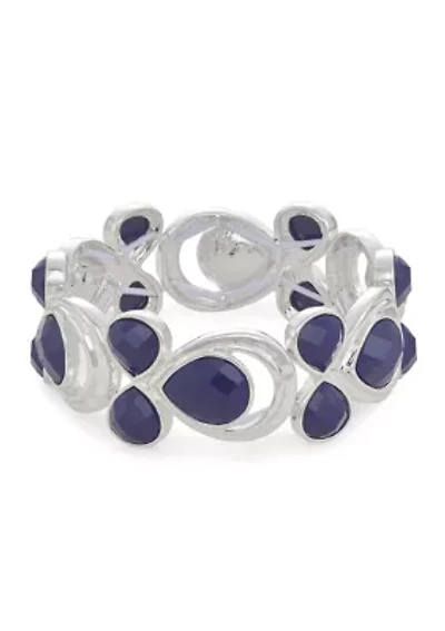 Silver Tone Royal Stretch Bracelet