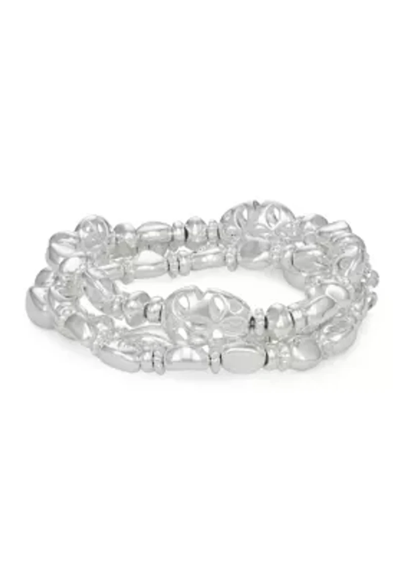 Silver Tone Stretch Bracelet Set