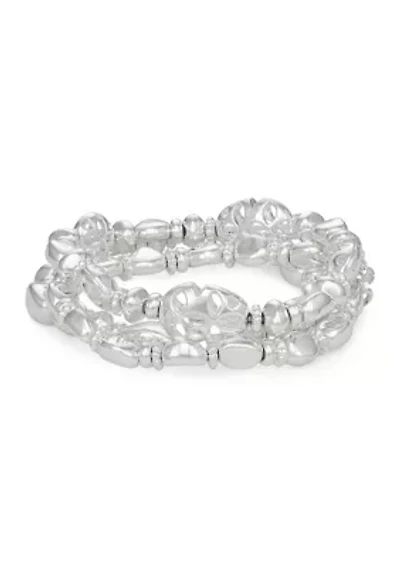 Silver Tone Stretch Bracelet Set