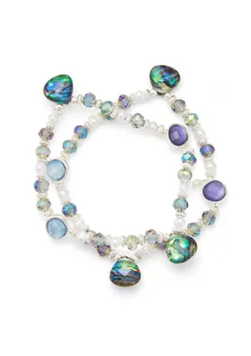 Multi Abalone Stretch Bracelet Set