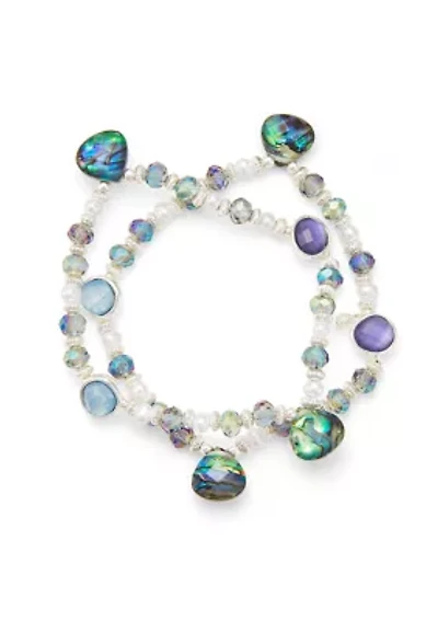 Multi Abalone Stretch Bracelet Set