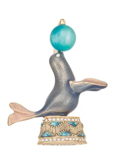 Gold Tone Multi Circus Seal Pin