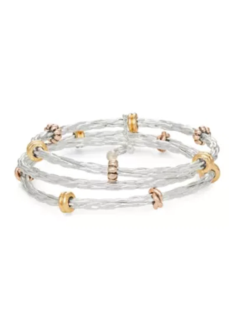Tri Tone Bangle Bracelet Set