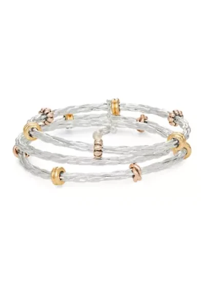 Tri Tone Bangle Bracelet Set