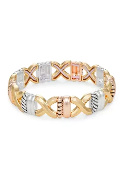 Tri Tone Mixed Stars Stretch Bracelet